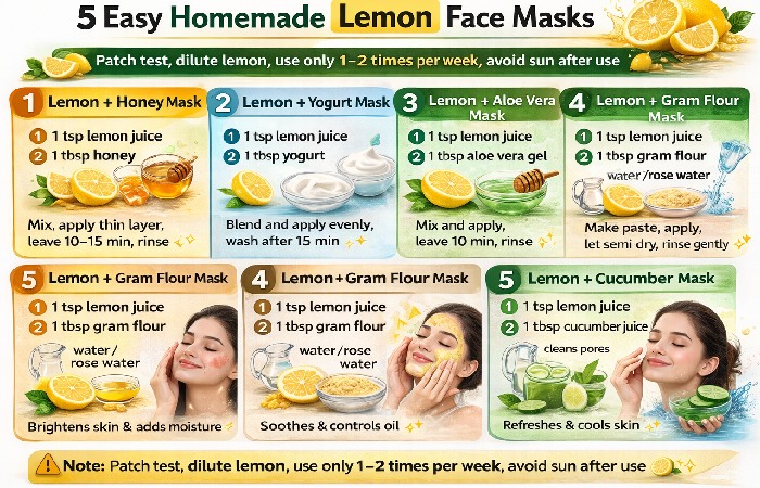 5 Easy Homemade Lemon Face Masks