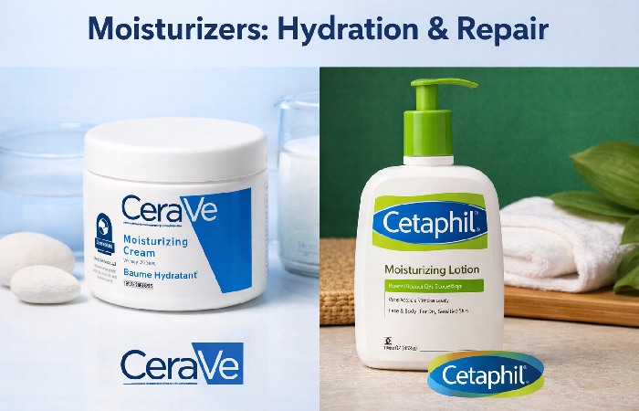 Moisturizers: Hydration & Repair of CeraVe and Cetaphil