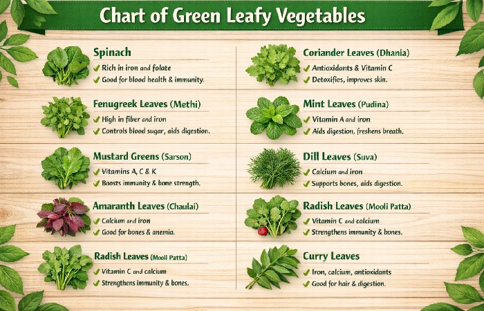Chart of Green Leafy Vegetables